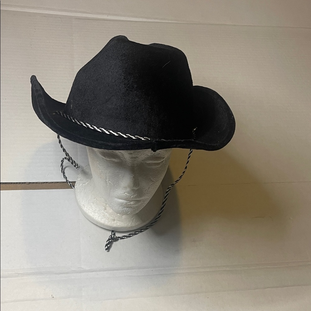 Black Cowboy Hat with‎ Braided Trim